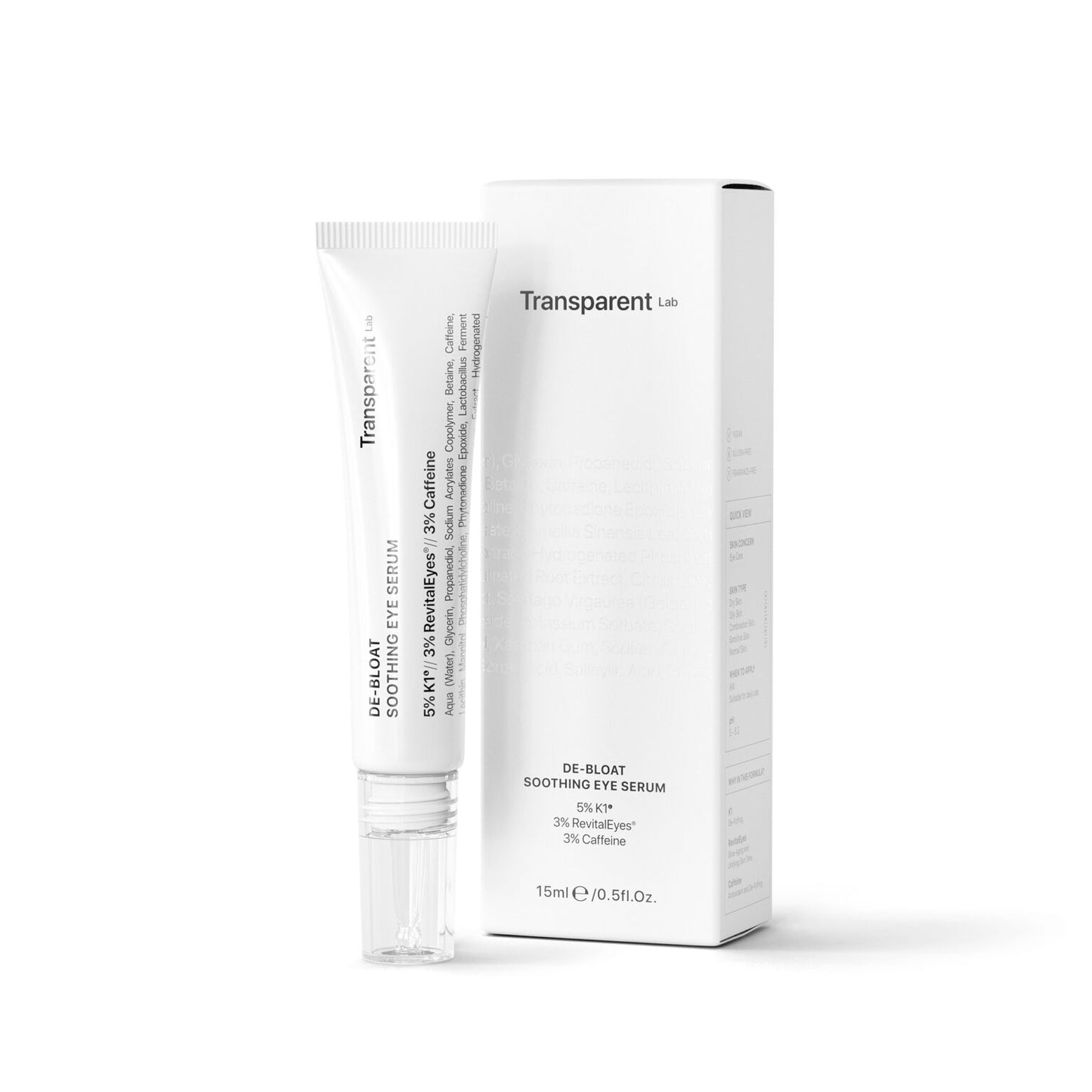 Transparent Lab De-bloat Soothing Eye Serum 15ml Καταπραϋντικός Ορός Ματιών Καφεΐνη